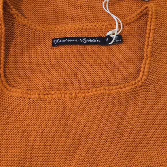 NWT Gudrun Sjoden Size Medium Recycled Cotton Boxy Orange Pullover Sweater - Picture 4 of 9